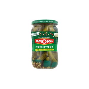 a jar of Amora cornichons
